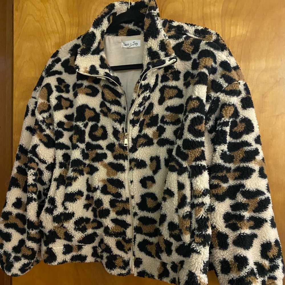 Love And Joy Leopard Print Sherpa Jacket. - image 1
